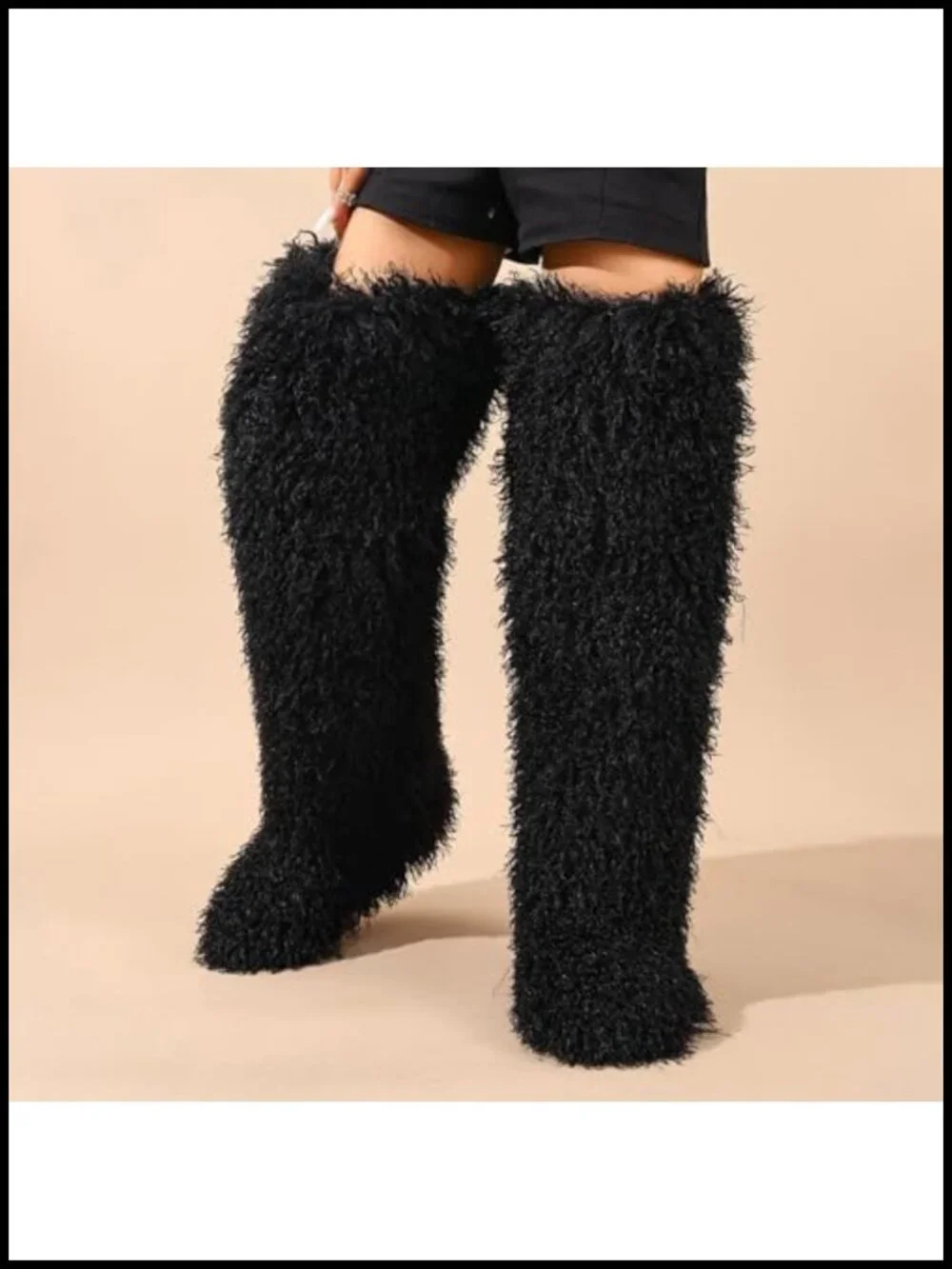 Women's Faux Fur Over-the-Knee Boots Fluffy Shaggy Winter Snow Boots